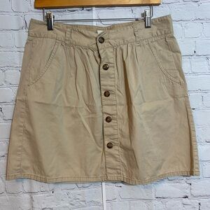 Old Navy Womens Size 8 Cotton Khaki Pleated Button Down Skirt